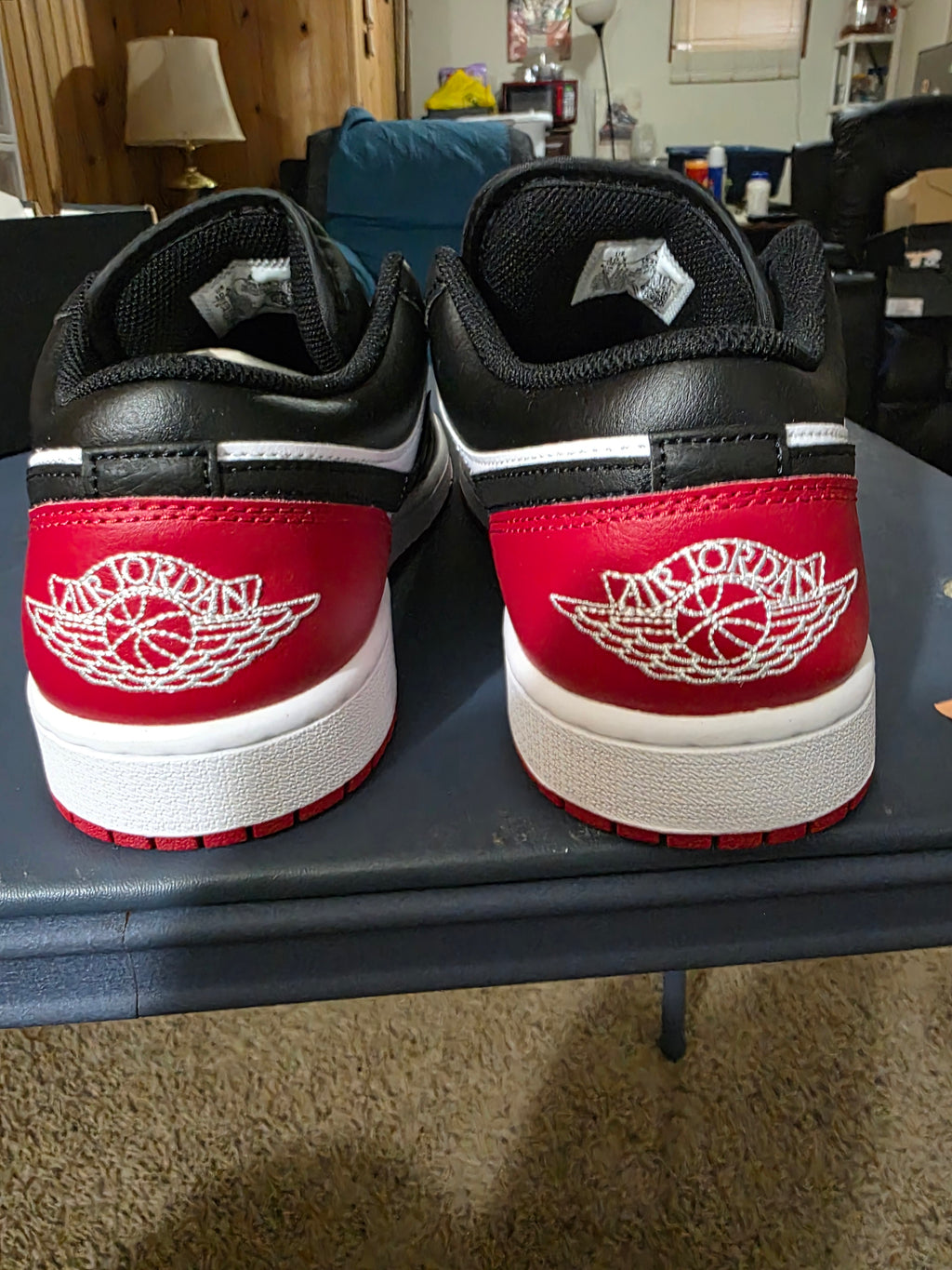 Jordan 1 Low Retro Bred colorway,  size 10.5m,  new.