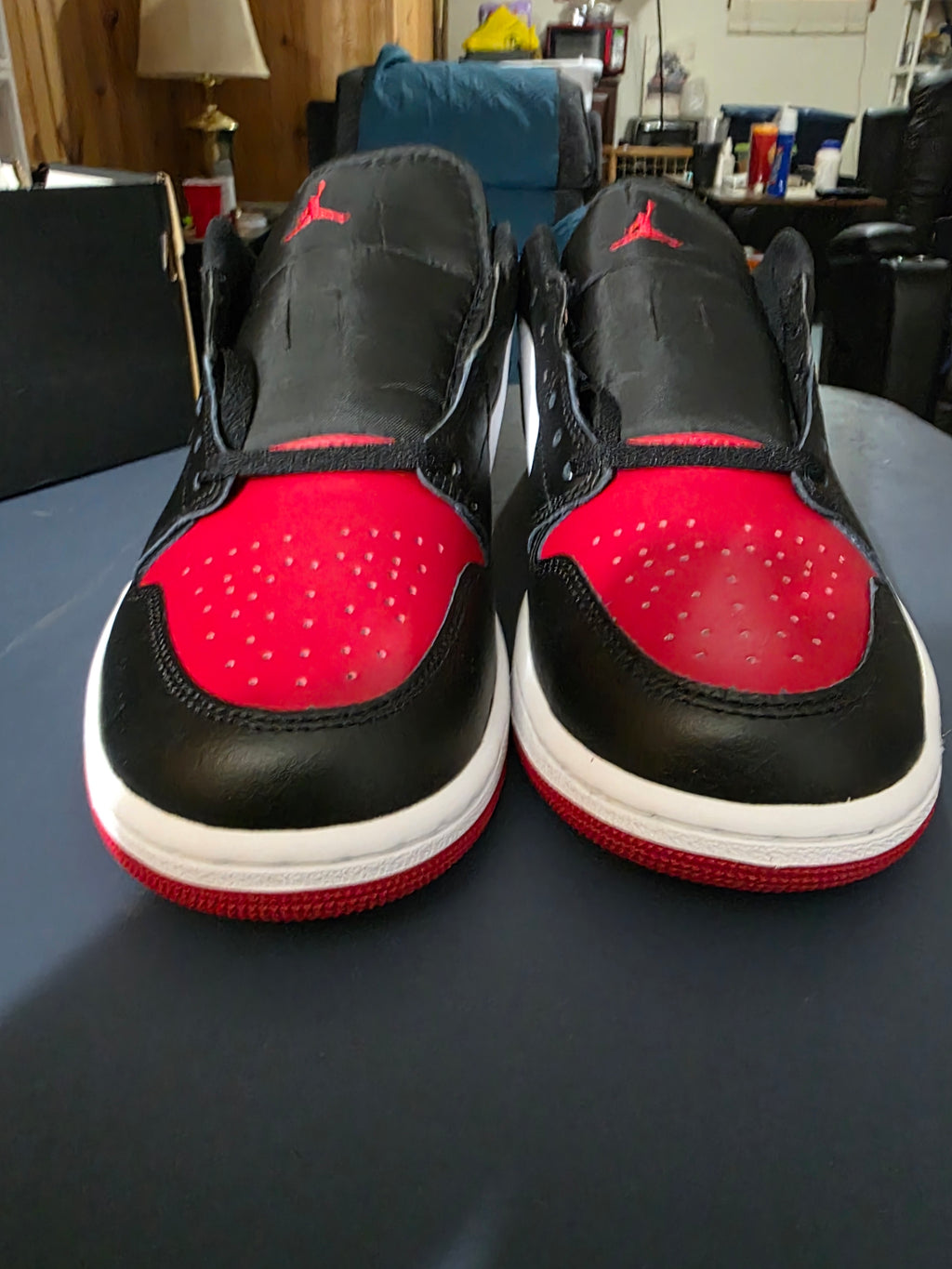 Jordan 1 Low Retro Bred colorway,  size 10.5m,  new.
