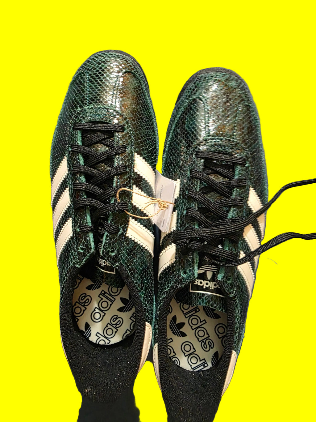 Adidas green snakeskin trainers size 9.5w,  brand new!