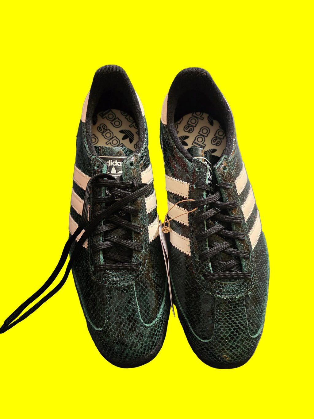 Adidas green snakeskin trainers size 9.5w,  brand new!