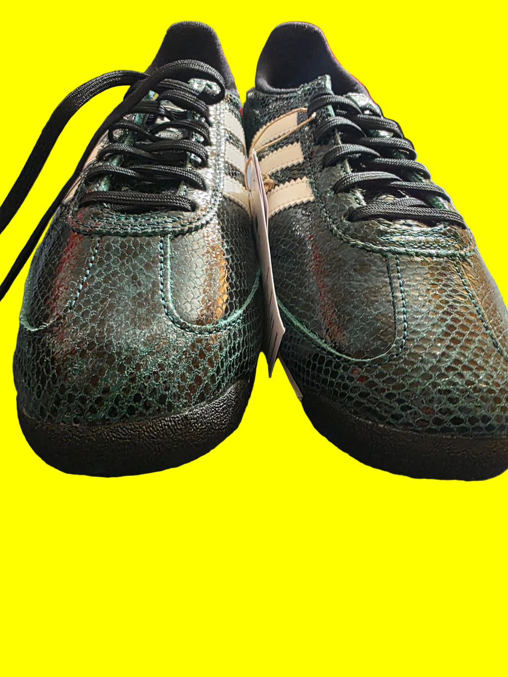 Adidas green snakeskin trainers size 9.5w,  brand new!
