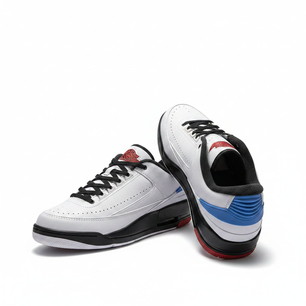 Jordan 2/3 mens low top sneakers in white and blue.